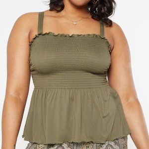 Women’s Plus Size 4X Olive Flounce Top